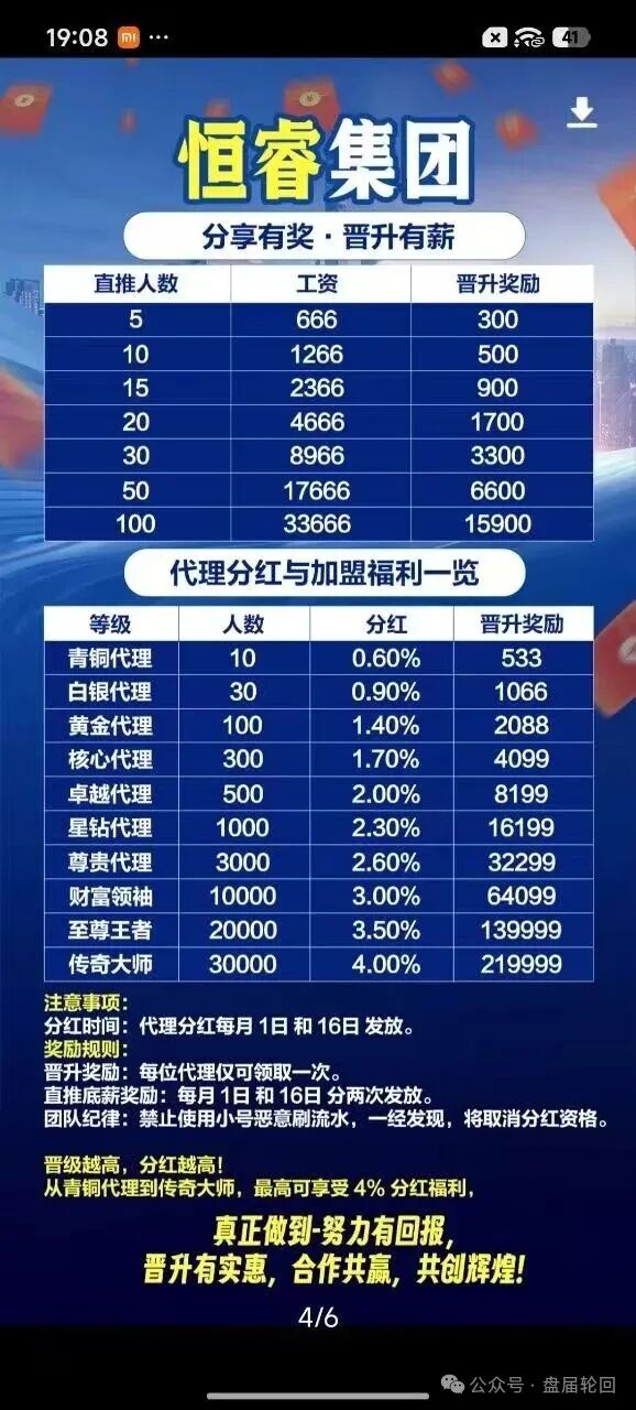 警惕“恒睿集团”骗局:一场披着“高薪推广”外衣的资金盘陷阱!