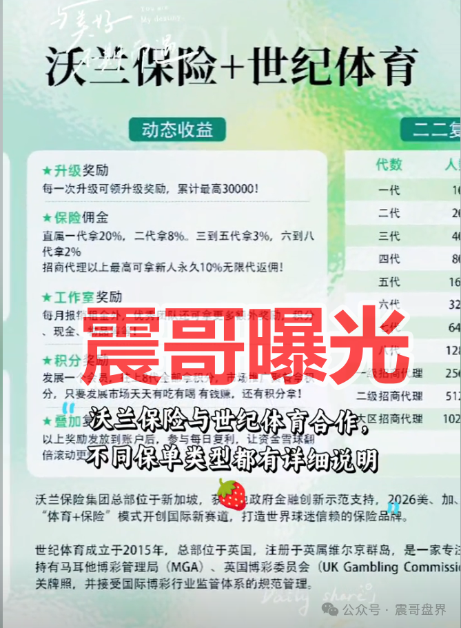 【沃兰保险】世纪体育是境外杀猪盘骗局，优利商务所开，看见远离！