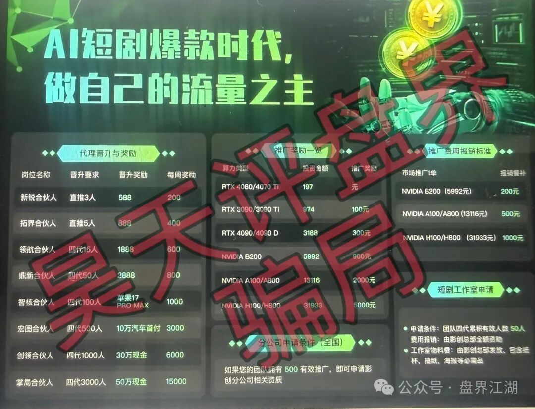 【Ai影创】又一个打着“短剧”噱头的分红类资金盘骗局,日收益高达1%,即将崩盘跑路! 【Ai影创】又一个打着“短剧”噱头的分红类资金盘骗局,日收益高达1%,即将崩盘跑路!