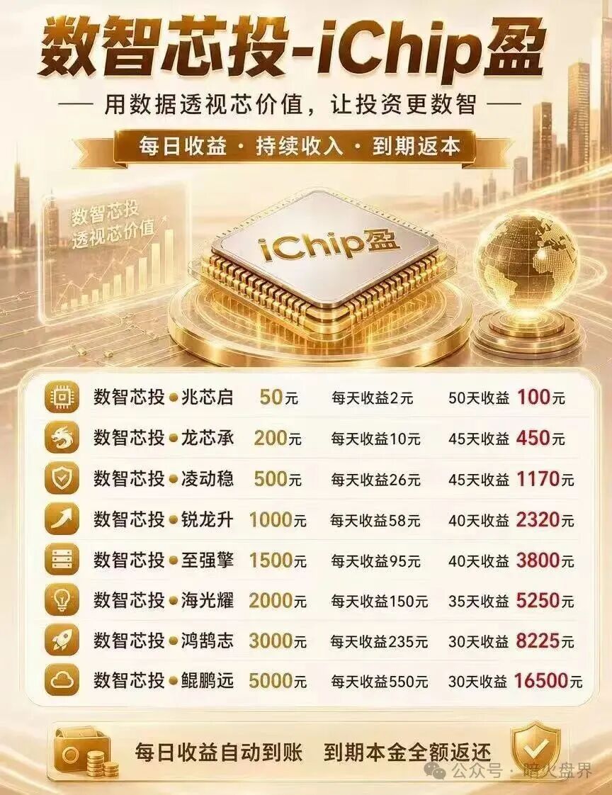 “数智盈科”数智芯投 iChip 盈纯资金盘,千万别投,守住自己的血汗钱! “数智盈科”数智芯投 iChip 盈纯资金盘,千万别投,守住自己的血汗钱!