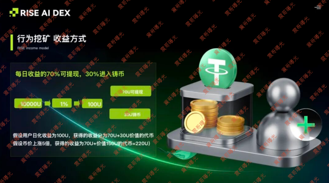 RISE AI DEX资金盘骗局，日化1%行为挖矿，365天锁仓，纯庞氏骗局
