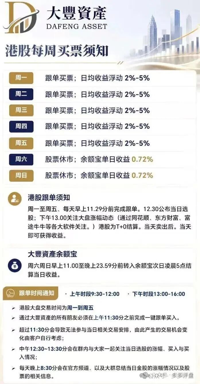 预警曝光【大丰资产】搭配华鑫诚团队港股跟单骗局，高息分红+层级拉人头暗藏巨大危机！